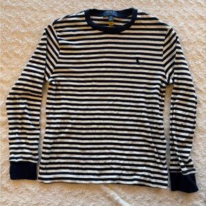 Polo by Ralph Lauren Navy & White Striped Long Sleeve Top